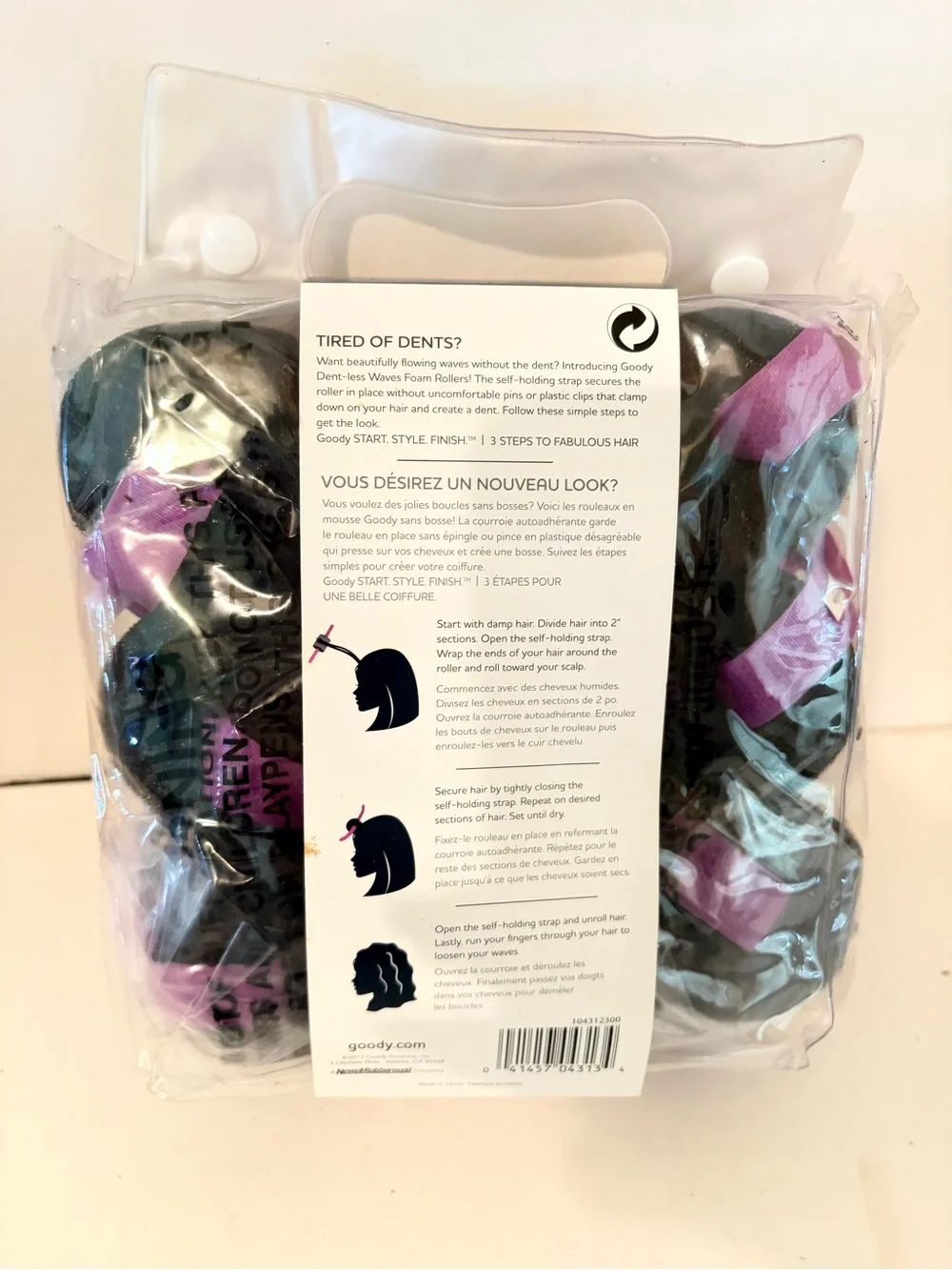 Goody Dent Less Waves Jumbo Foam Rollers No Hard Plastic Clamps